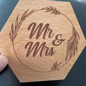 Hexagonal Mr. & Mrs. wooden wedding ring box